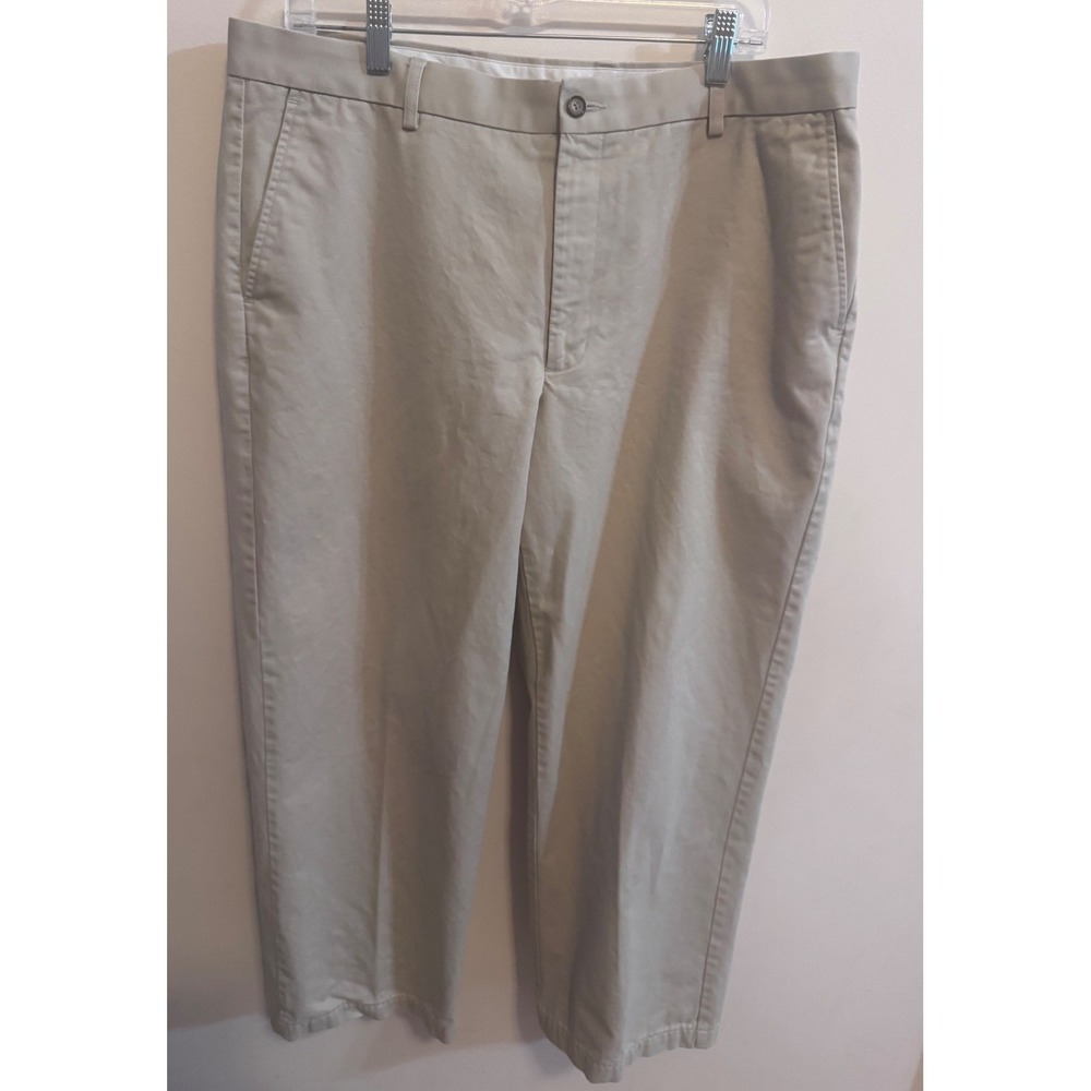 Pronto Uomo Mens 38x32 Khaki Chino Pants Tan 100% Cotton Flat Front Trousers